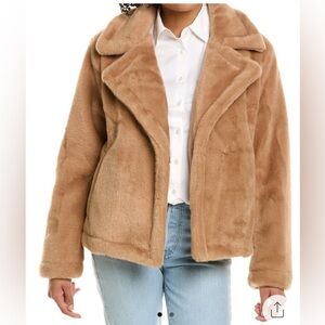 French Connection Camel Brown Faux Fur Short Jacket S